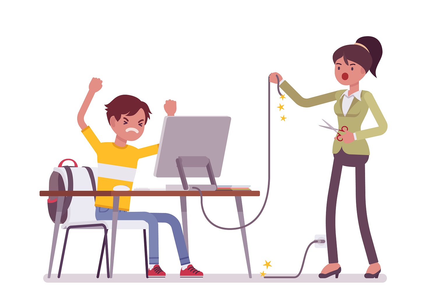 Взрослый и ребенок у компьютера рисунок